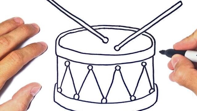 和我一起学画画,今天我们来画一个鼓,和我一起来敲鼓吧!