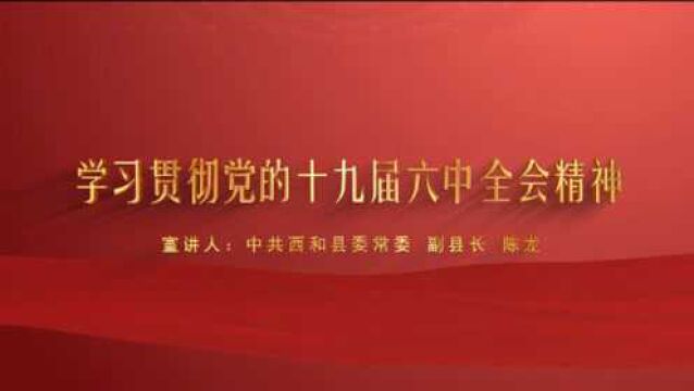 【学习贯彻党的十九届六中全会精神】中共西和县委常委、副县长陈龙带你学习~