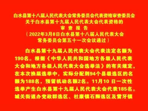 【审查报告】白水县第十八届人民代表大会常务委员会代表资格审查委员会 关于白水县第十九届人民代表大会代表资格的 审查报告