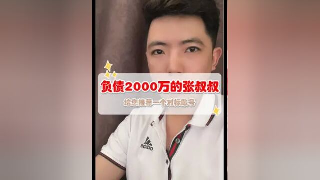 负债2000万的张增加叔叔您好,给您推荐一个对标账号,祝您顺利#电商创业 #短视频运营 #自媒体