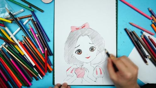 卡通人物临摹系列,白雪公主彩铅画