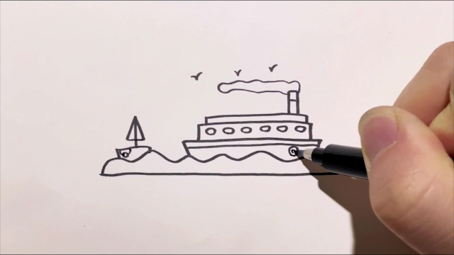 航行的船简笔画图片