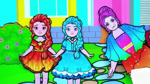 趣味剪纸定格动画系列：冰公主和火公主淘气不小心把蜂窝打下来了