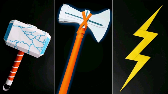 兵器折纸,锤子斧头折纸教学,儿童折纸教学