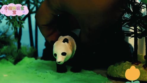 野生动物园故事系列：长颈鹿，大熊猫，老虎，狮子各种动物玩具模型展示