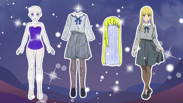 手工纸娃娃玩具:纸娃娃装扮,《歌愈少女》五城玲美装扮