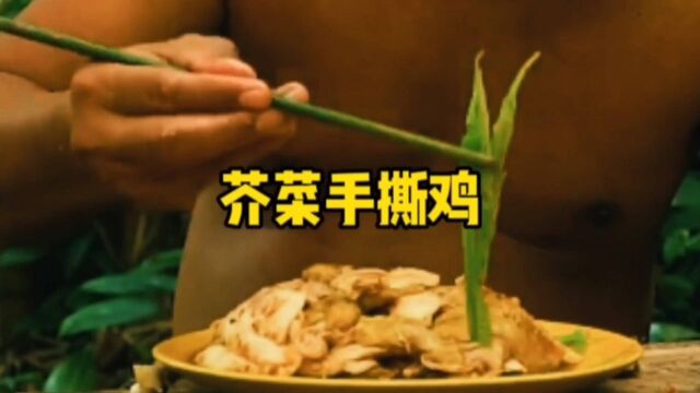 野外路边捡到一只小鸡鸡,拿来做一个芥菜手撕鸡吃,味道好极了