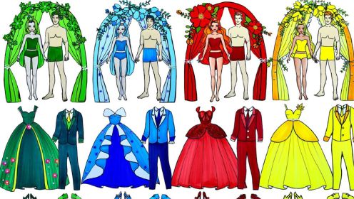 创意剪纸故事系列:纸娃娃装扮,最爱的彩虹裙和婚纱手工制作!