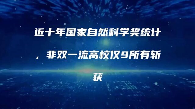 近十年国家自然科学奖统计,非双一流高校仅9所有斩获