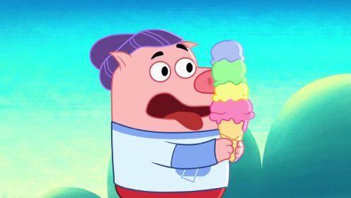 豆小鸭迷你小冒险第11集：豆小鸭摔了一跤冰淇淋都掉了，朋友小猪把自己的分给他吃