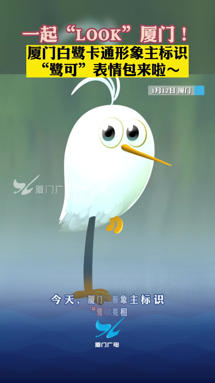 厦门白鹭卡通形象主标识"鹭可"表情包来啦~一起"look"厦门!