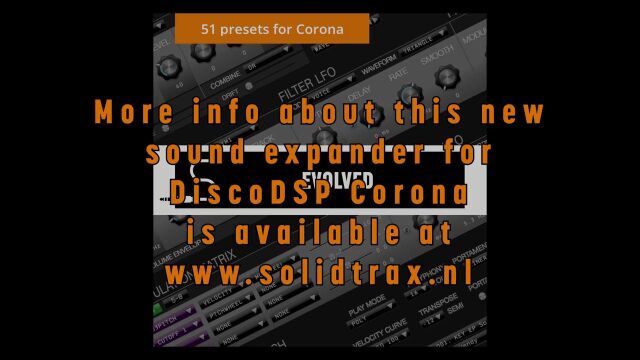 Evolved  An expansion with 51 patches for DiscoDSP Corona