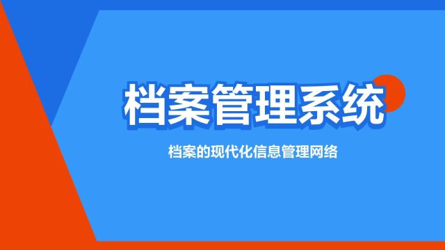 “档案管理系统”是什么意思?