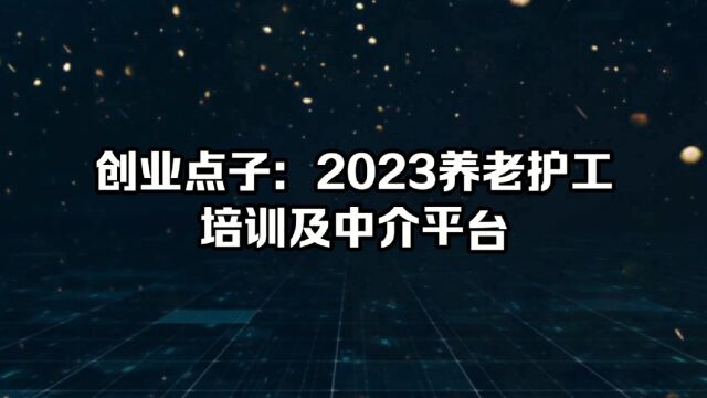 创业点子:2023养老护工培训及中介平台