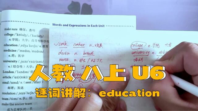 人教版 八上 U6 逐词讲解(十三)education