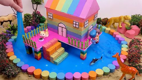 儿童趣味DIY手工魔力沙制作形状建房子