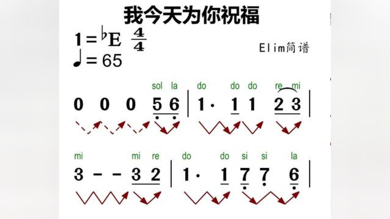 《我今天为你祝福》#零基础学简谱 #动态曲谱 #简谱视唱 #音准节奏