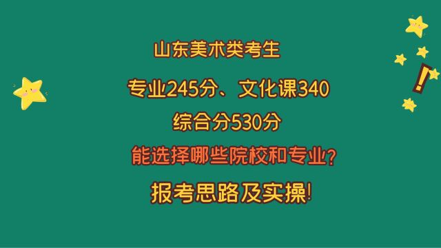 山东美术类考生,专业245分、文化340分,有哪些院校和专业选择?