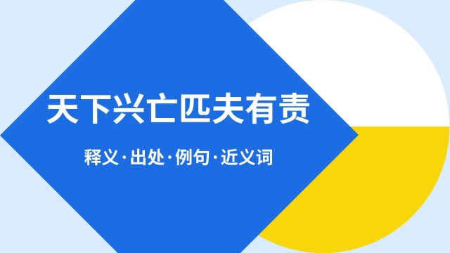 “天下兴亡匹夫有责”是什么意思?