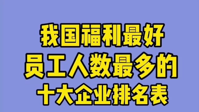 我国福利最好员工人数最多的十大企业排名表