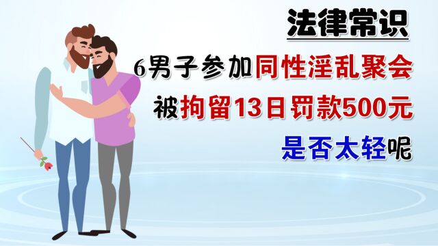 6男子参加同性淫乱聚会,被拘留13日罚款500元,是否太轻呢?