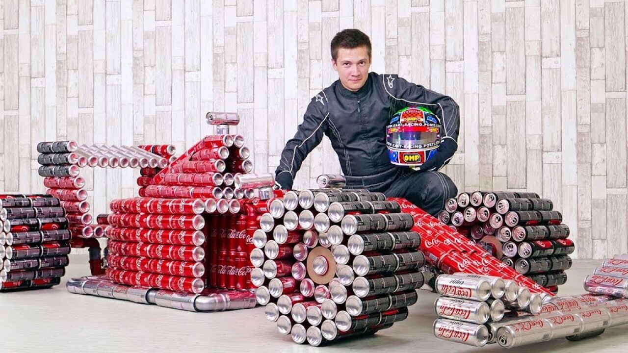 牛人用易拉罐自制赛车?颜值和外表超一流!看完也想上去试试!