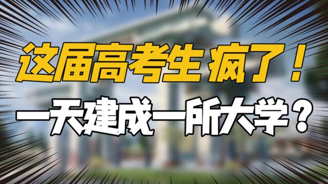 这届高考生真是疯了!一天建成一所大学?网友:能不能再离谱点