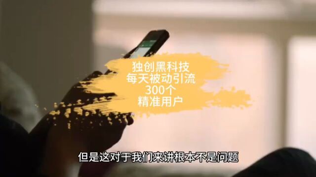 独创黑科技,每天被动引流300个精准用户