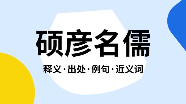 “硕彦名儒”是什么意思?