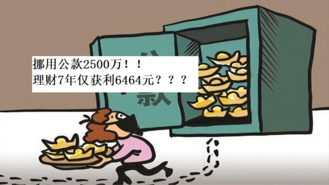 挪用公款2500万,理财7年仅赚6464元??你怎么看