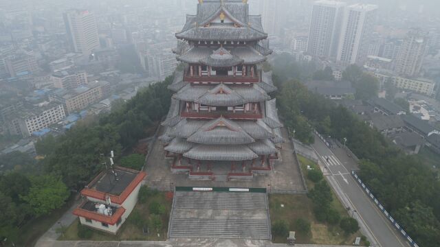 无人机拍摄,巴中南龛山,标志性建筑,飞霞阁!3完