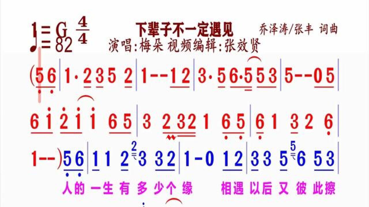 《下辈子不一定遇见》简谱#动态谱