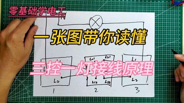 电工必会.不了解三控一灯接线原理,因为你只差这张图,电工一辉