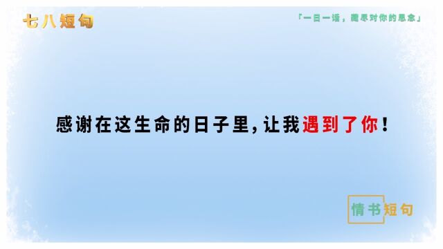 感谢在这生命的日子里,让我遇到了你!