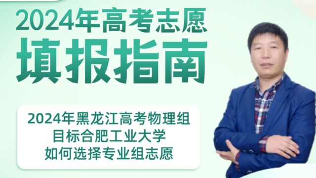 2024年黑龙江高考物理组,目标合肥工业大学,如何选择专业组志愿