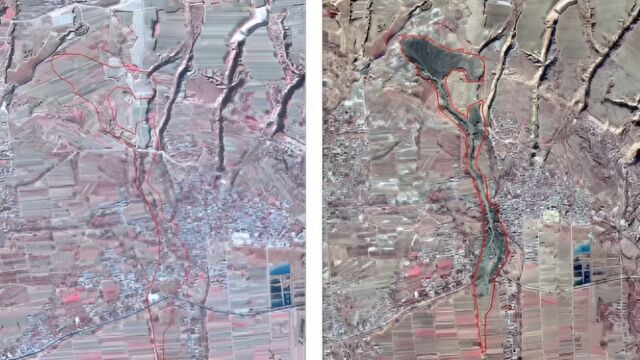 甘肃积石山县地震前后影像图公布!房屋被掩埋、道路被冲毁