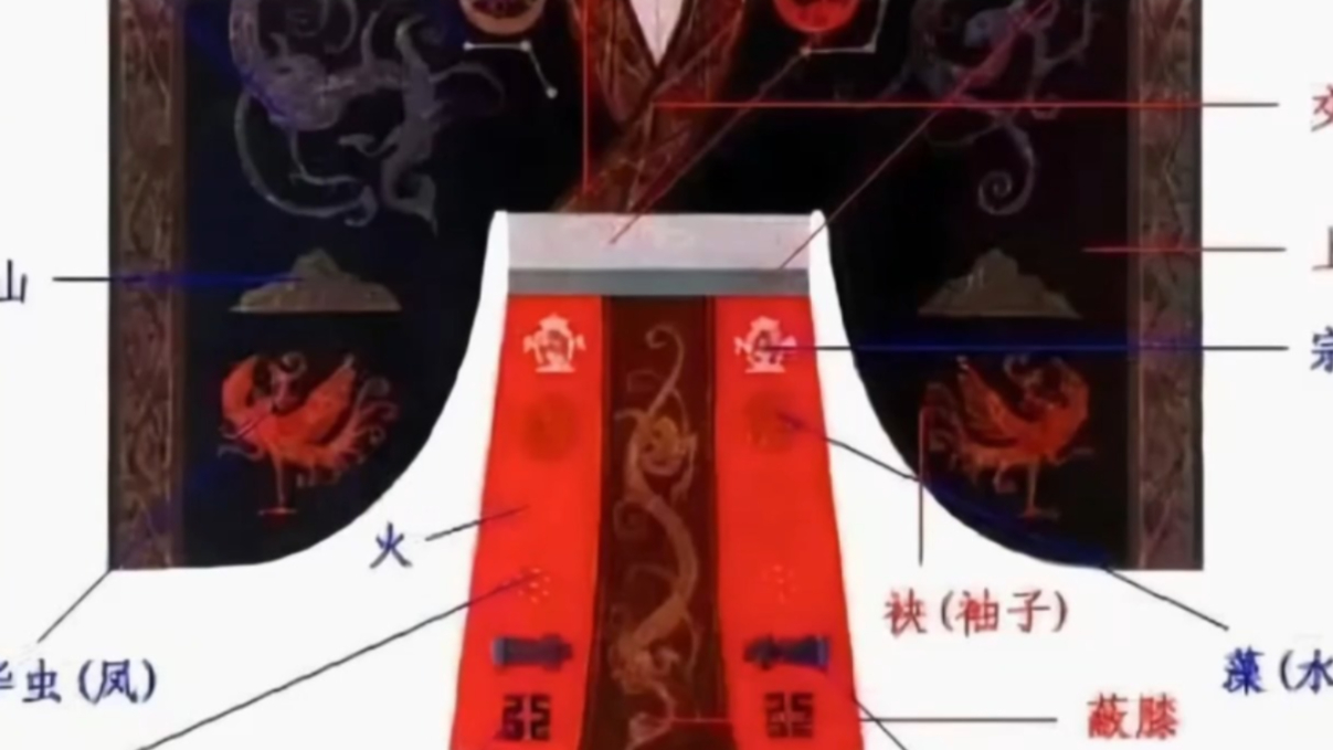 在周代的冕服当中,最经典的颜色搭配就是玄衣纁裳,色彩高贵典雅