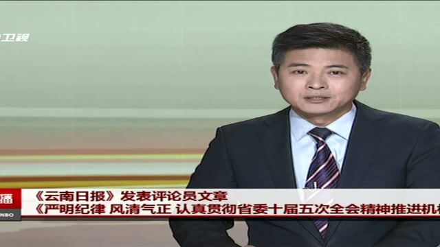 《云南日报》发表评论员文章 《严明纪律 风清气正 认真贯彻省委十届五次全会精神推进机构改革》