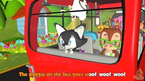 Wheels on the Bus Go Round and Round | Red Bus | English Nursery Rhyme with Lyrics