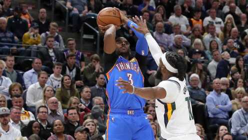 《NBA全场集锦》【原声回放】雷霆95-100爵士 保罗首秀22分米切尔32+12带队取胜