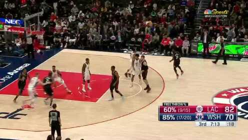 《NBA全场回放》【原声回放】快船vs奇才第3节 哈雷尔发力铁血捍卫内线