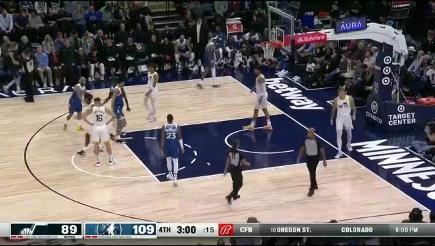  NBA常规赛：爵士vs森林狼第4节英文原声回放