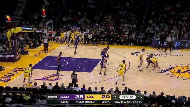 NBA常规赛：国王vs湖人第1节中文解说回放