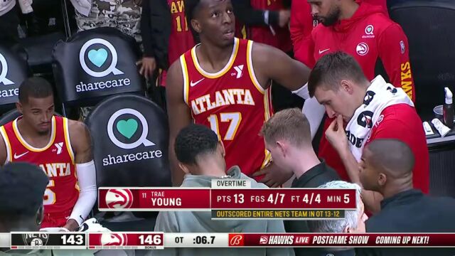 NBA常规赛：篮网vs老鹰加时赛英文原声回放