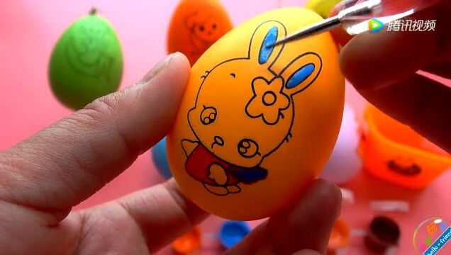 鸡蛋画彩绘画儿童手工画diy小白兔小e玩具