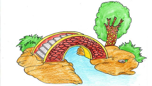 超美的小桥流水简笔画这样画真简单