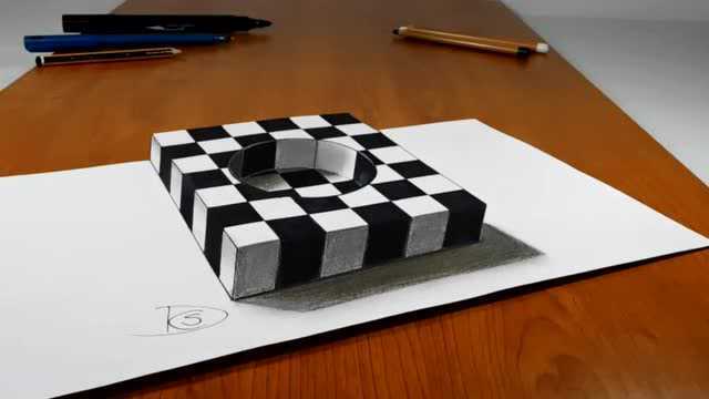 逼真的3d黑白圆洞,精准测量设计出令人惊叹的立体图形