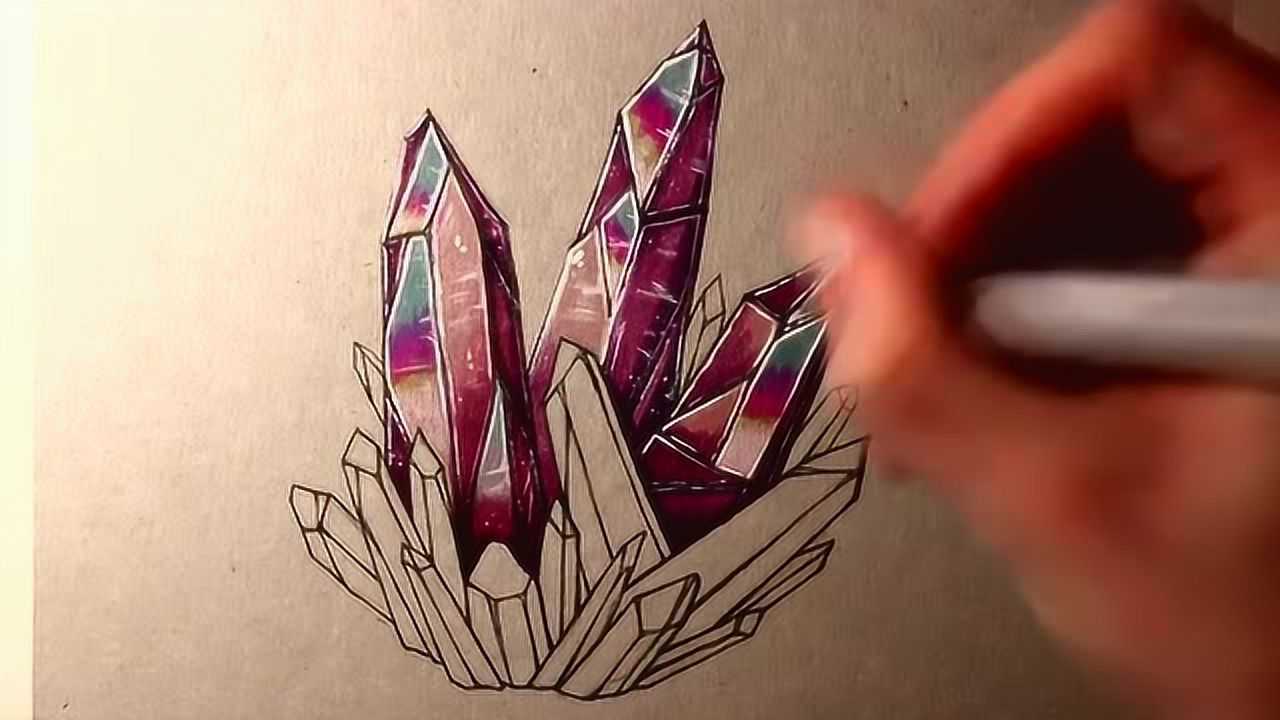 超逼真彩铅画手绘,漂亮的水晶