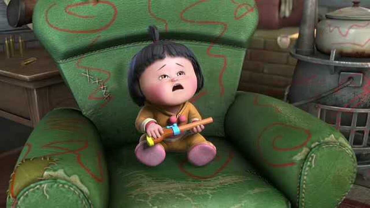 光头强拿自己小时候的玩具给嘟嘟玩