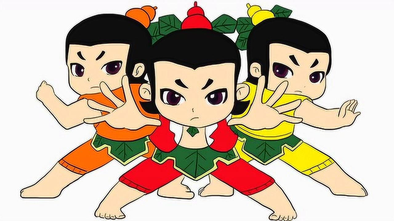 葫芦娃之红黄橙三兄弟组合儿童卡通简笔画